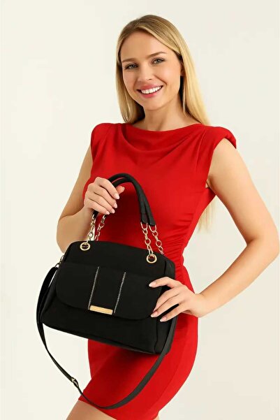 SSO Women's Handbag and Shoulder Bag with Flap and Zipper, Chain Detail (the ...