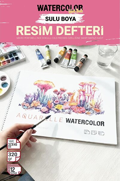 TUĞSET Aquarelle Watercolor Suluboya Resim Defteri 320gr (Akrilik,Guaj,Karaka...