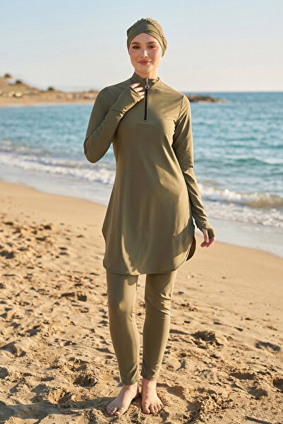 Haliç Mayo Λικράν μαγιό με μισό φερμουάρ και λεπτομέρεια στον αστράγαλο, πλήρ...