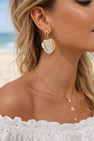 Miliva Natural Stone Leaf Earrings |   Dangle Summer Women's Earrings