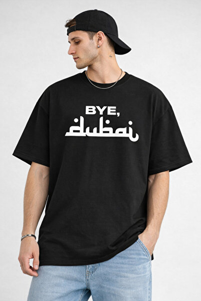 YOLO STREET Unisex oversize crna majica – „Zbogom Dubai“ štampa, 250 GSM 100%...