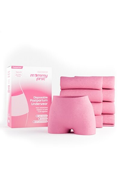 Mommy First Ψηλόμεσα εσώρουχα λοχείας, Σετ 8 τεμαχίων, Ροζ, 68-91 εκ.