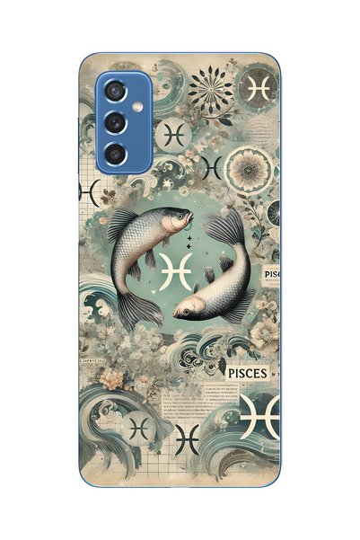 FLAMENKO Samsung Galaxy M52 Compatible Pisces Patterned Transparent Phone Case