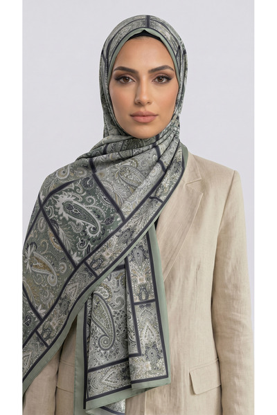 Karaca ΒΑΜΒΑΚΙΝΟ ΣΑΛΙ ΜΕ ΣΧΕΔΙΟ PAISLEY - ΠΡΑΣΙΝΟ / ΜΑΥΡΟ