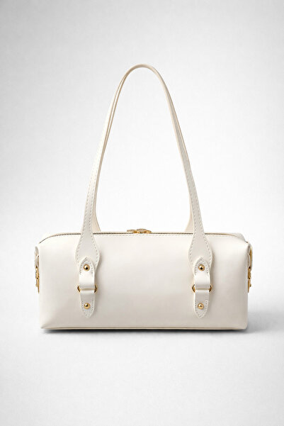 Madamra Λευκή γυναικεία τσάντα ώμου Κομψή τσάντα χειρός κυλινδρικού σχήματος ...