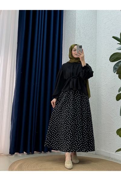 MİHRA STORE Sümeyra Beli Tünelli Κοντό πουκάμισο με ελαστικό τελείωμα στα μαν...