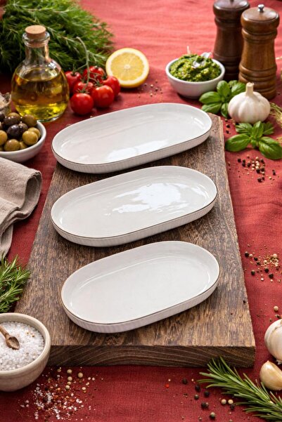 ACAR Sıerra 3-Piece Oval Plate Tkebt White