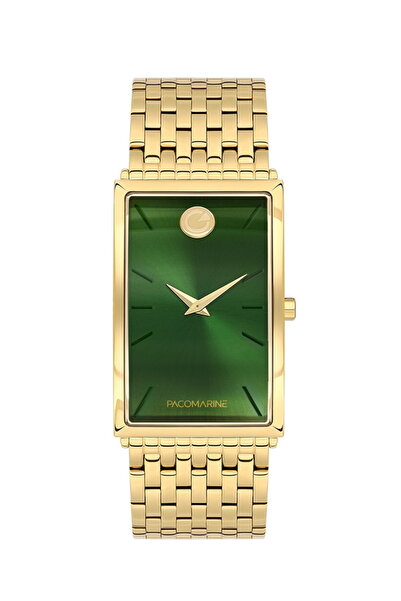 Pacomarine Slim Gold/Altın Yeşil Kadran 30mm Paslanmaz Çelik Safir Camlı Sade...