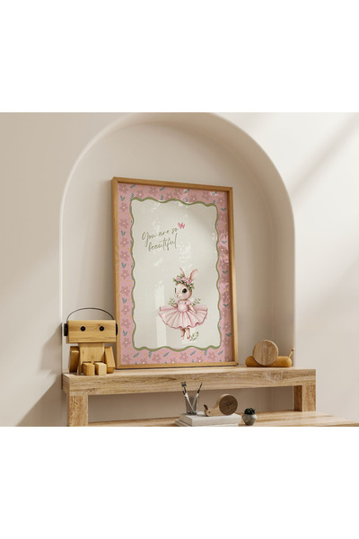 luxorpixels (Çerçevesiz) Pembe Balerin Tavşan Çocuk Odası Poster