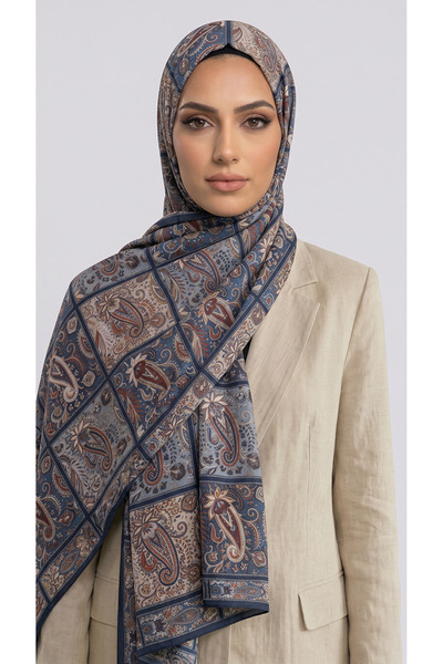 Karaca ΒΑΜΒΑΚΕΡΟ ΣΑΛΙ ΜΕ ΣΧΕΔΙΟ PAISLEY - ΣΚΟΥΡΟ ΜΠΛΕ / ΚΡΕΜ