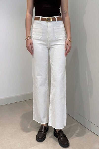 MAGARDE Τζιν με φαρδιά μπατζάκια και τσέπες μπροστά και πίσω - ΛΕΥΚΟ