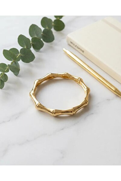 LİYONA JEWELLERY 14K Bambu Motifli Kelepçe Bilezik