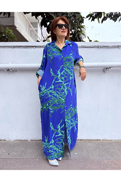 DenizEge Πράσινο πουκάμισο φόρεμα