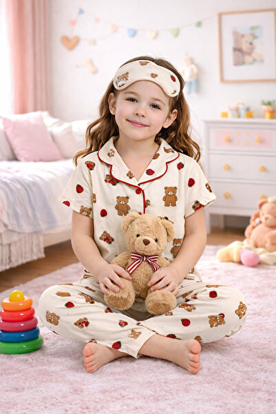 zahider Κοριτσίστικο βαμβακερό κοντομάνικο σετ πιτζάμες