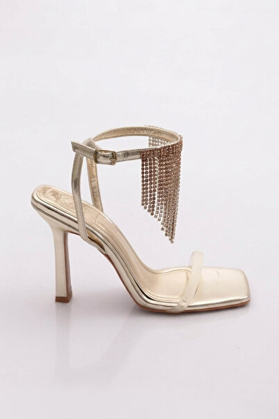 DGN 2042 Women's Ankle Strap Stone Tassel Heeled Shoes
