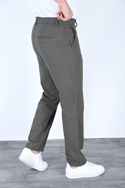 MYRAB DENİM Summer Comfortable Fit Linen Trousers Smoked