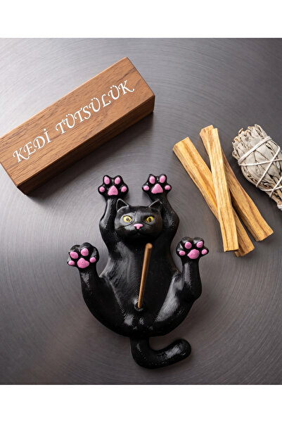 LUBIKO STUDIO Kedi Figürlü Tütsülük - El Boyaması Özel Tasarım Kedi Severlere...