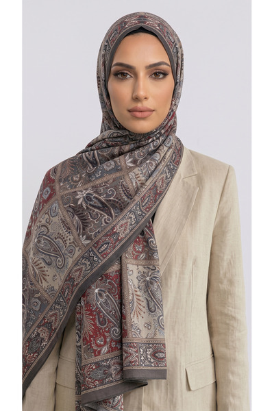 Karaca ΒΑΜΒΑΚΕΡΟ ΣΑΛΙ ΜΕ ΣΧΕΔΙΟ PAISLEY - ΚΡΕΜΑΣΤΟ / ΜΠΟΡΝΤΟ