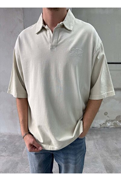 DIFRANSEL JEANS Never Lock Embroidered Washable Stone Polo Collar T-Shirt