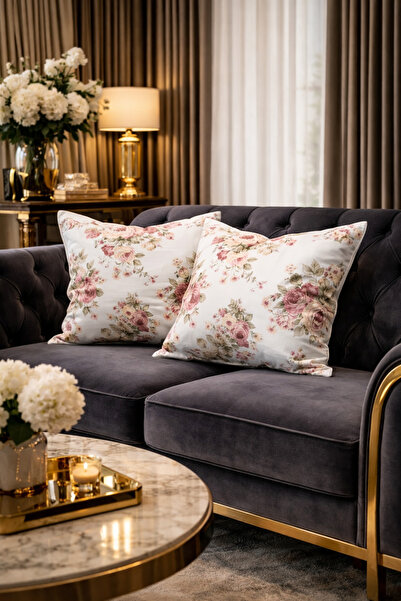 perdra Διακοσμητικό Μαξιλάρι με Γέμιση, Φλοράλ Σχέδιο με Τριαντάφυλλα – Κομψό...