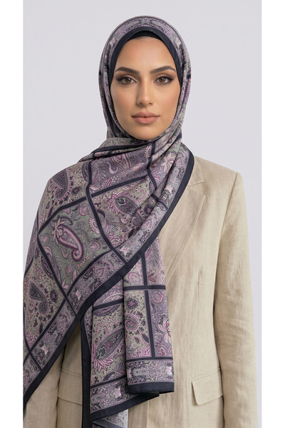 Karaca ΒΑΜΒΑΚΕΡΟ ΣΑΛΙ ΜΕ ΣΧΕΔΙΟ PAISLEY - ΣΚΟΥΡΟ ΜΠΛΕ / ΛΙΛΑ