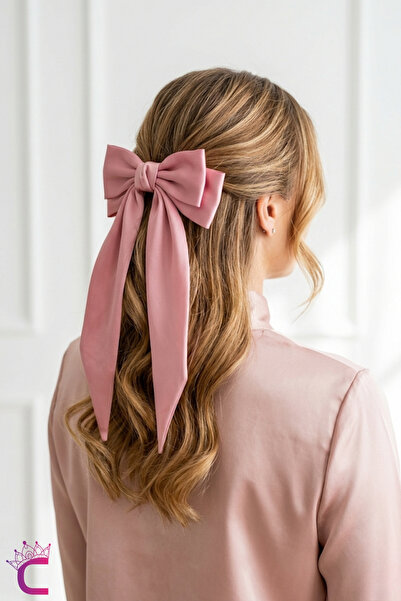 Cinderella Ανοιχτό ροζ χρώμα Γυναικείο σατέν μεγάλο μακρύ φιόγκο αυτόματο κλι...