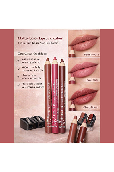 Seckinnn 3’lü Mat Ruj Kalemi Seti – Uzun Süre Kalıcı Lipstick & Kalemtıraş He...