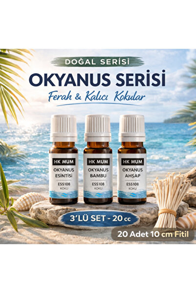 hk Mum Yapım Seti 3’lü Koku (Okyanus Esintisi, Bambu, Ahşap) 20 cc + 20 Adet ...