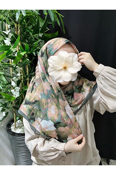 Velora Scarf Lilya Desen Bambu Kraş Eşarp | Yeşil
