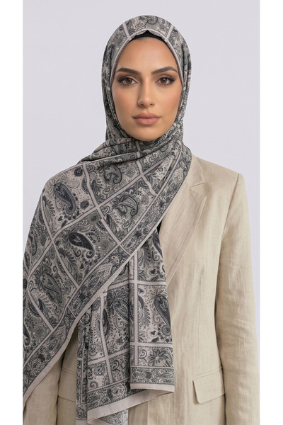 Karaca ΒΑΜΒΑΚΕΡΟ ΣΑΛΙ ΜΕ ΣΧΕΔΙΟ PAISLEY - ΚΡΕΜΑΣΤΟ / ΜΑΥΡΟ