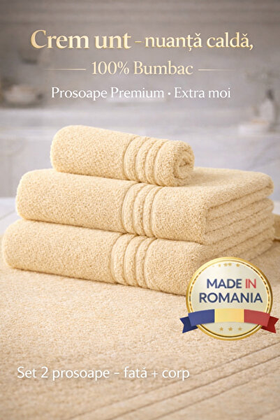 Set de 2 prosoape de bumbac premium pentru hotel, 100% bumbac, 600g/m2, 70x140cm + 50x90cm, Fabricat în România miniatura 3