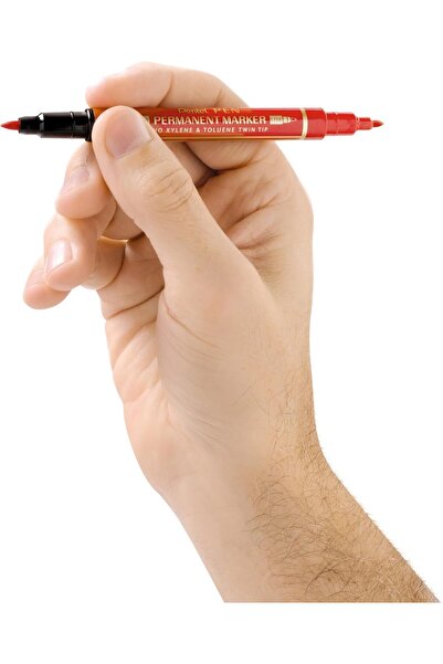 Pentel Permanent Marker N75W Double Tip Red Pack of 12