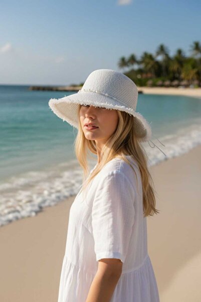 Aware Time Ψάθινο καπέλο μισού φεγγαριού με ρυθμιζόμενο Velcro στο πίσω μέρος