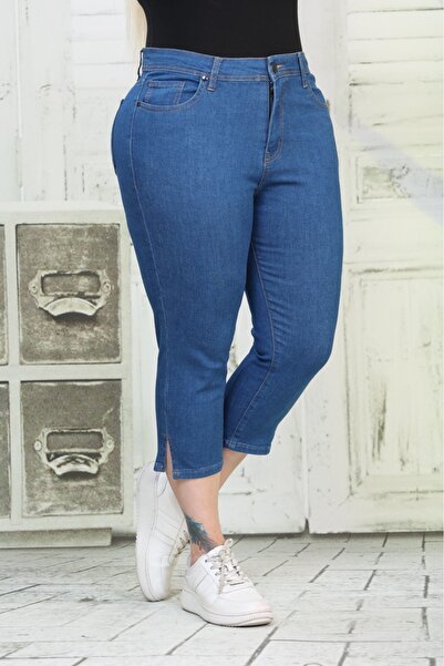 Era Lisa Μεγάλο μέγεθος Lycra Νέο Μπλε Κλασικό Τζιν Κάπρι