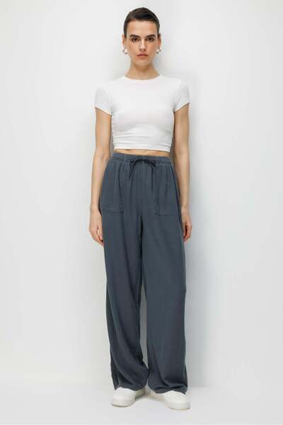 Mixray 4629 Γυναικείο παντελόνι με φαρδιά μπατζάκια και ψηλόμεσο βισκόζη από ...