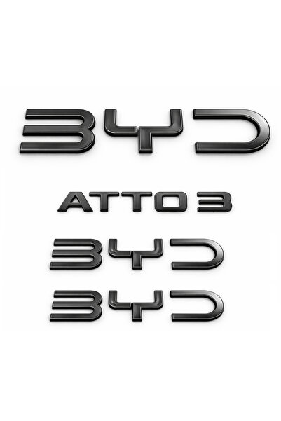 EDEXPORT مجموعة شعارات BYD ATTO3 مكونة من 4 قطع، حروف كبيرة وصغيرة للسيارة، م...