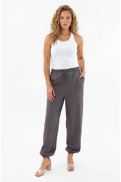 Vitrin Striped Pattern Shalwar Trousers with Elastic Waist and Cuffs