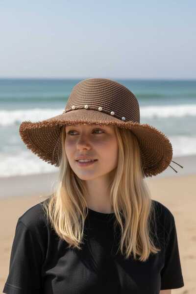 Aware Time Ψάθινο καπέλο μισού φεγγαριού με ρυθμιζόμενο Velcro στο πίσω μέρος