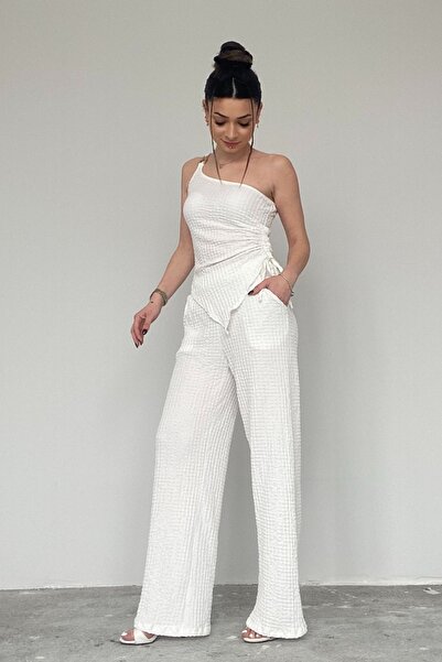 moddosa fashion Γυναικείο Σετ Δύο Τεμαχίων από Ύφασμα Γκοφρέ με Ασύμμετρο Για...