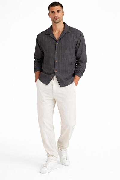 WENMİNG Ανδρικό σετ με υφή βάφλας, άνετη εφαρμογή, καλοκαιρινό πουκάμισο και ...