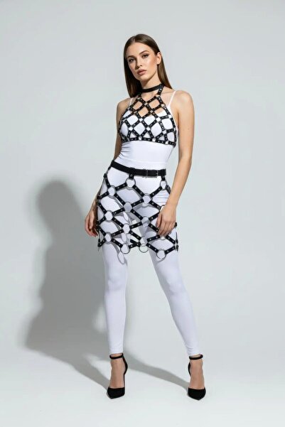 Mariposa Secret Black skirt with metal ring detail, faux leather skirt with c...