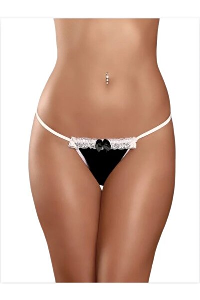 Mulvix Mulvxbrf Brf02 Siyah Beyaz Dantelli Tanga (Mulvix)