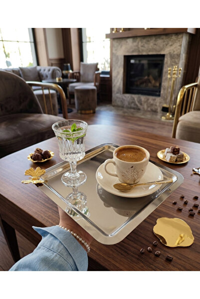 LOVEHOME 2'li Kahve Sunum Seti(Tepsi-Fincan-Kahve Yanı Bardağı)