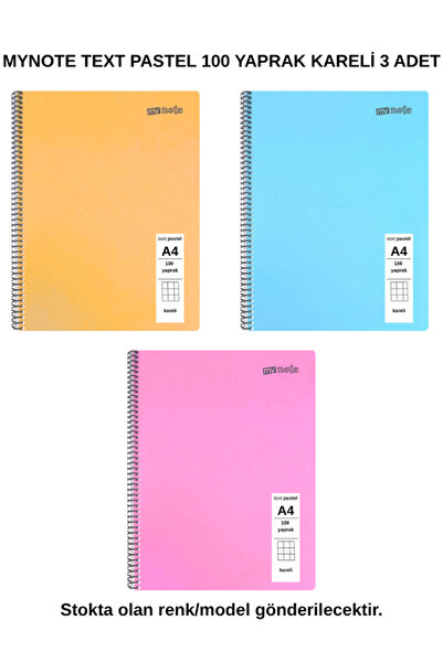 Mynote TEXT Παστέλ Τετράδιο Α4 100 Φύλλα Καρό 3 Τεμάχια