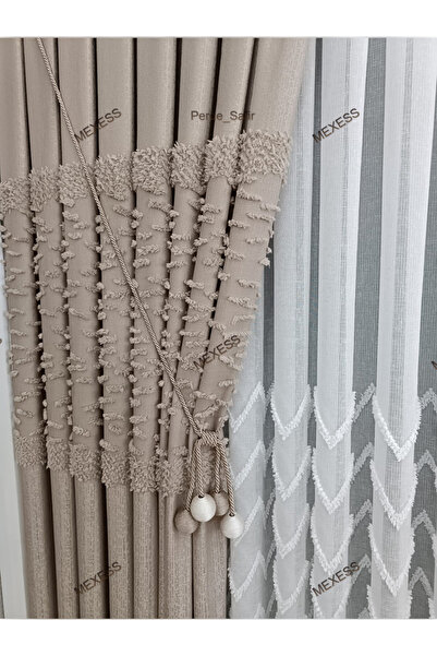 Mexess Νέα Σεζόν Πολυτελής Φουσκωτή Κουρτίνα Φόντου με Πομπόν, Κατάλληλη για ...