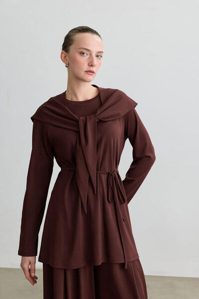 BE BLUE ΚΟΚΚΙΝΟΚΑΦΕ ΜΠΛΟΥΖΑ ΜΕ ΛΕΠΤΟΜΕΡΕΙΕΣ ΦΟΥΛΑΡΙΟΥ