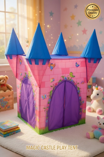 Z Store Cort de joacă pentru copii – Design Castel de Prințese 110x110x132 cm