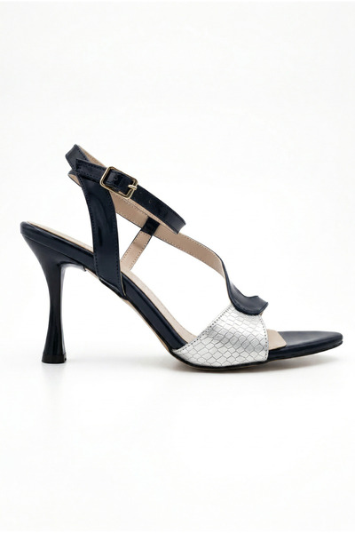 Shoesers Γυναικεία βραδινά παπούτσια με ψηλό τακούνι σε μπλε ναυτικό σχέδιο, ...