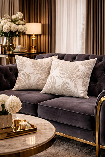 perdra Διακοσμητικό Μαξιλάρι με Γέμιση, Κομψό Μπεζ Σχέδιο Φύλλων – Μοντέρνο Μ...