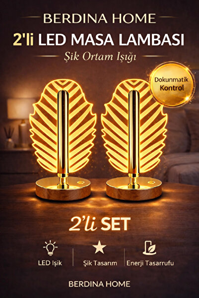Berdina Home 2li Lumis Lamba Led Masa Lambası Dokunmatik Dekoratif Ortam Işığ...